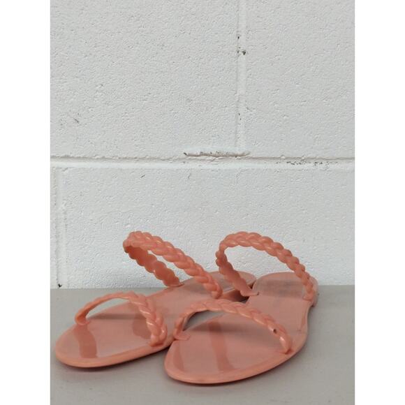 Stuart WEITZMAN sz 10 salmon sandal flip flop slide solid pink braided sawyer - Picture 2 of 9